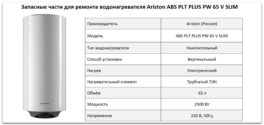 Купить запчасти Ariston ABS PLT PLUS PW 65 V SLIM в Волжском